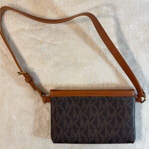 Michael Kors Tan and Brown Monogram Crossbody